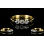 18ct Gold and Platinum 3 Stone Diamond Set Dress Ring, The Diamonds of Good Colour and Sparkle.