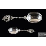 Dutch 19th Century Impressive and Well Made Solid Silver Serving Spoon with Twisted Rope Stem and