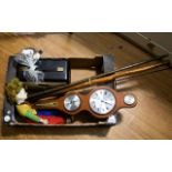A Box Containing A Mixed Collection To Include a 20th Century Barometer,