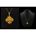 Citrine Star Cluster Pendant and chain, 4.5cts of marquise cut citrines with a rich honey hue,