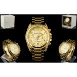 Michael Kors MKT 5166 Gold Tone Crystal Set Blair Chronograph Wrist Watch.