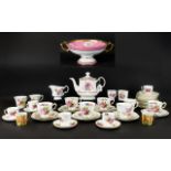 Aynsley Part Coffee Service White ground with pink, green,