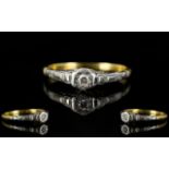 18ct Gold Single Stone Diamond Set Ring. Illusion setting, marked 18ct to interior of shank.