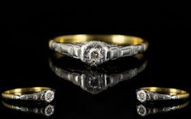 18ct Gold Single Stone Diamond Set Ring. Illusion setting, marked 18ct to interior of shank.