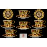 Royal Crown Derby Wonderful Set of Six Top Quality Large Size Breakfast Cups and Saucers,