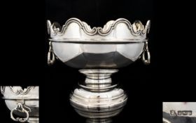 Edwardian Period Superb Quality and Handsome Solid Silver Monteith Bowl by James Deakin and Sons.