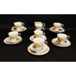 Royal Stafford Bone China Set comprising 6 cups, 6 Saucers, 6 Sandwich Plates and a Milk Jug.