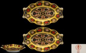 Royal Crown Derby Nice Quality Pair of Shaped Pin Dishes, In The Old Imari Pattern S.G.