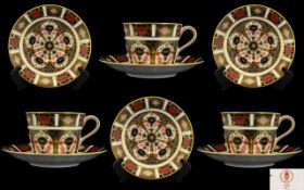 Royal Crown Derby Old Imari Pattern Set of 3 Teacups & Saucers.