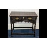 A Jacobean Style Side Table - oak side table with carved apron,