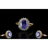 18ct Gold Tanzanite and Diamond Set Dress Ring, Fully Marked for 18ct,