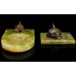 Military Interest Green Onyx Ashtray With Miniature Metal Helmet recessed green onyx slab with