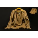 A 19th Century Agricultural Workers Smock Shirt Of Mid Brown Drabbet Comprising open v-neck collar