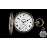Thomas Russell & Son, Silver Cased Full Hunter Pocket Watch, White Enamelled Dial,