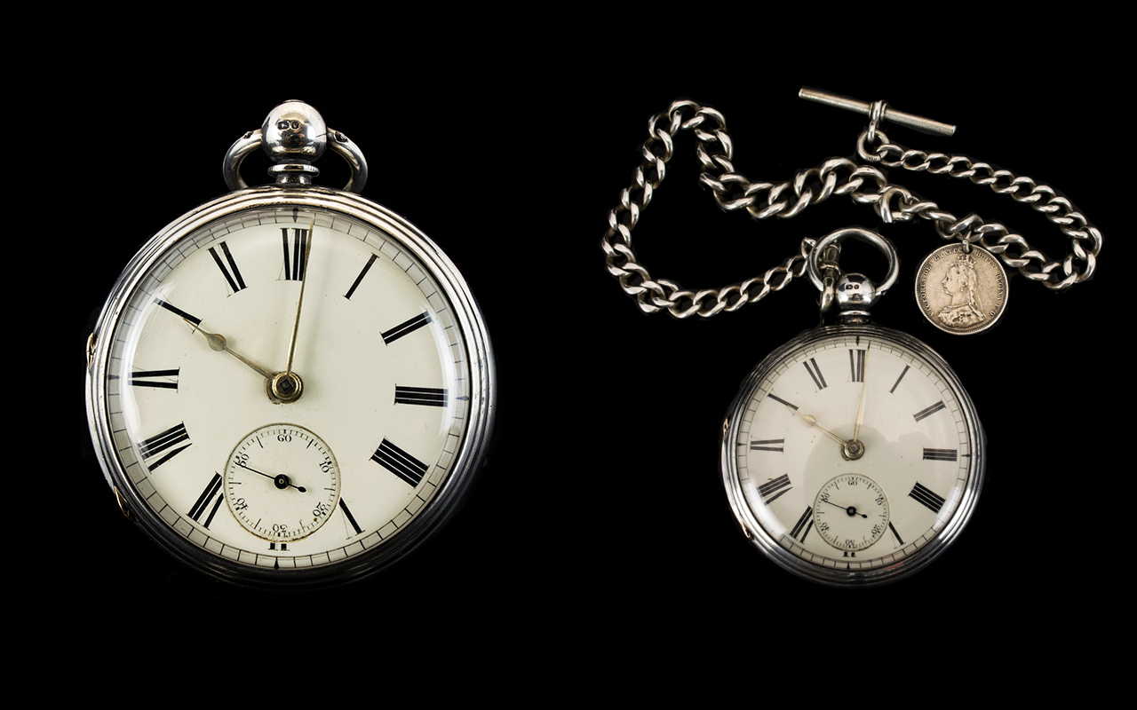 Victorian Period Excellent Quality Solid Silver Chain Driven Open Faced Pocket Watch of Heavy Gauge,