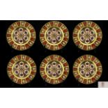Royal Crown Derby Superior Quality Set of Six Large Cabinet Plates In The Old Imari Pattern 22ct