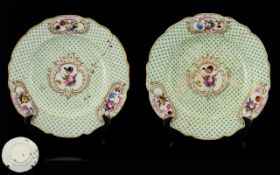 A Pair Of 19thC Porcelain Shaped Dishes, Unmarked Nantgarw Painted With Flower Sprays Within A