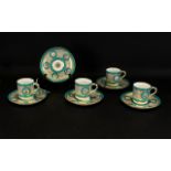 Sevres ( In the Manner of ) - Superb Set of 4 Hand Painted Soft Paste Porcelain Coffee Cups and