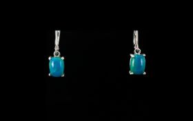 Opalina Pair of Drop Earrings, rare opalina, mined in Peru,