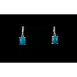 Opalina Pair of Drop Earrings, rare opalina, mined in Peru,