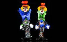 Murano 1960s Hand Blown Pair of Novelty/Comical Glass Figures.