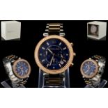 Michael Kors MK 6141 - Ladies S/S Two Tone Blue Dial Chronograph Wrist Watch.
