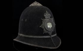 Police Interest Warrington Borough Police Helmet Early 20th Century Felt helmet with original