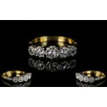 18ct Gold and Platinum 5 Stone Diamond Set Ring ' Illusion Set ' c.1930's. Est Diamond Weight 0.