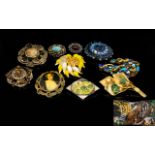 A Collection Of 1950's 60's Paste And Stone Set Brooches Ten items in total to include large gold
