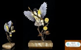 Albany Fine China Worcester Superb Ltd and Numbered Edition Hand Painted Bronze and Ceramic Bird