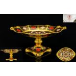 Royal Crown Derby Superb Quality Old Imari Pattern 22ct Gold Solid Gold Band Tazza Pedestal Bowl of
