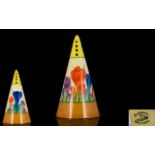 Clarice Cliff 1930's Hand Painted Conical Shaped Sugar Sifter ' Crocus ' Pattern, Bizarre Range,