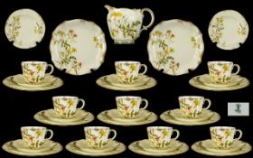 Royal Crown Derby ( Late Victorian ) Early Pattern ( 37 ) Piece Tea Service.