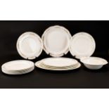 Staffordshire Bone China 'Mayfair' Part Dinner Service comprising; 7 dinner plates, one large oval