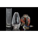 Collection of Glass Items to include Graal-style Art Glass Vase from Scandinavia with orange floral