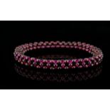 Rhodolite Garnet Multi-Row Bead Bracelet, spherical rhodolite garnet beads woven 'in the round' on