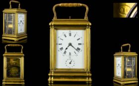 French Mid 19th Century Pierre Drocourt Strike / Repeating Brass Carriage Clock. c.
