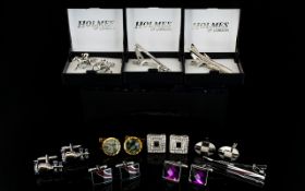 Good Collection of Mans Cufflinks, Various Shapes and Sizes, Look Impressive On.