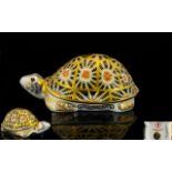 Royal Crown Derby Paperweight - Imari Gold Band Indian Star Tortoise, Gold Stopper. Date 2005.