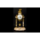 French - 19th Century Impressive Gilt Metal and Marble 8 Day Striking Mantel Clock, Pendulum Driven,