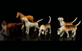 Beswick Animal Figurines ( 6 ) Six Figures - Fox hounds ( 4 ) Figures.