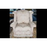 A Very Good Quality Ladies Upholstered Bedroom Chair In a White Material with Feather and Down