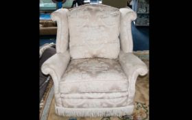 A Very Good Quality Ladies Upholstered Bedroom Chair In a White Material with Feather and Down