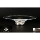 Broadway Silversmiths Large and Contemporary Designed Impressive Silver Footed and Hand Blown