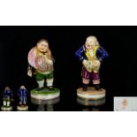 Bloor Derby Superb Pair of Hand Painted Small Porcelain Toper Figures. c.1820.