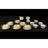 Aynsley Bone China Set Of Six Soup Bowls In Gold Dowry Pattern.