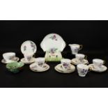 Shelley Fine Bone China Part Tea Set white with floral decorative pattern.