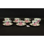 Gladstone ' Laurel Time' Bone China Set comprising 6 small cups and saucers and a matching sugar