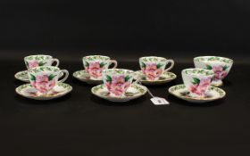 Gladstone ' Laurel Time' Bone China Set comprising 6 small cups and saucers and a matching sugar