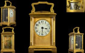 English - Excellent Quality Heavy Gilt Metal Carriage Clock From The Late 19th Century.